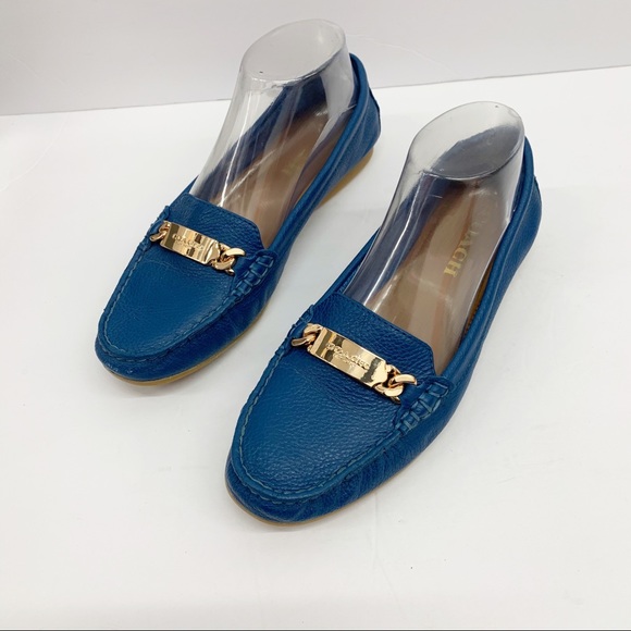 Coach Shoes - SOLD Coach Olive Driving Loafer Blue Leather Gold